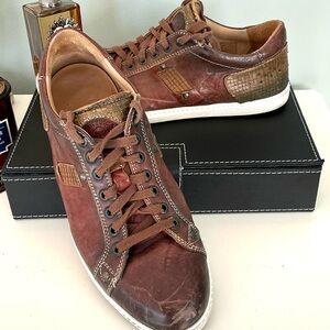 Distressed Brown Leather Sneakers mens sz 9